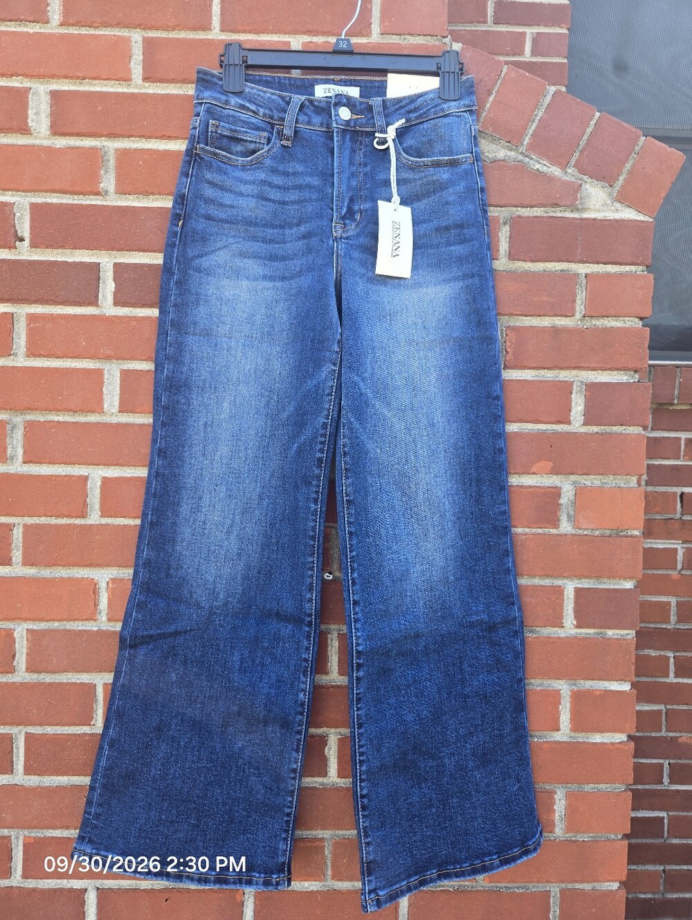 Zenana Women's Jeans Wide Leg High Rise Dark Wash New Size 27